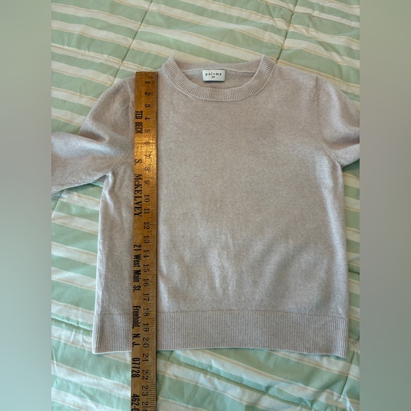 Paloma 100% Merino Wool Ivory Heather Long Sleeve Crew Neck MP Sweater - Picture 7 of 7